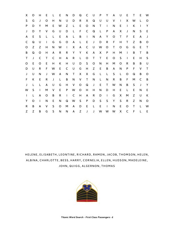 Titanic Word Search - 65 Puzzles & Solutions - Printable E-Book PDF