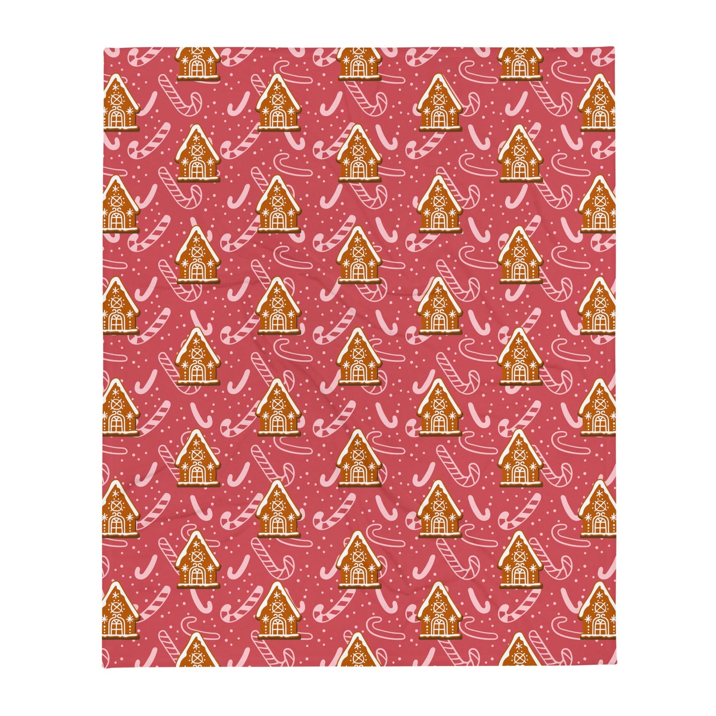 Gingerbread Houses with Candy Canes - Christmas - Throw Blanket